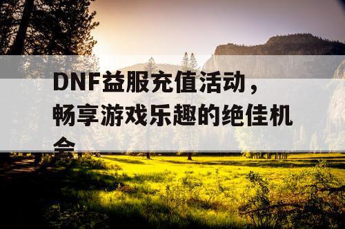 DNF益服充值活动	，畅享游戏乐趣的绝佳机会