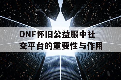 DNF怀旧公益服中社交平台的重要性与作用