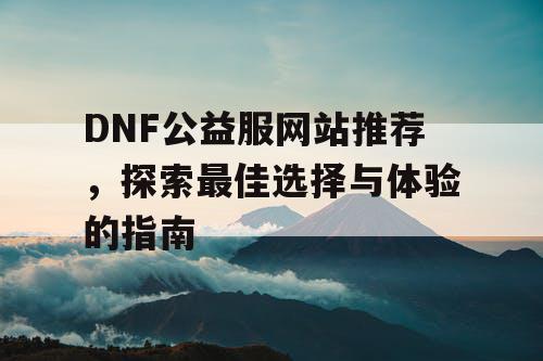 DNF公益服网站推荐，探索最佳选择与体验的指南