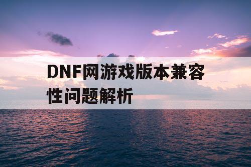 DNF网游戏版本兼容性问题解析