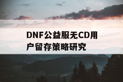 DNF公益服无CD用户留存策略研究