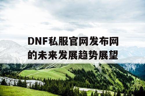 DNF私服官网发布网的未来发展趋势展望