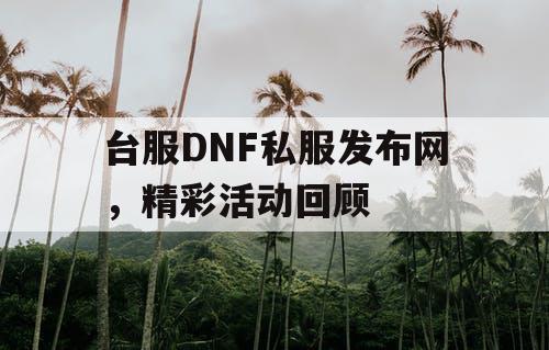 台服DNF私服发布网	，精彩活动回顾