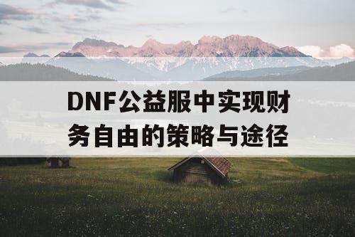 DNF公益服中实现财务自由的策略与途径