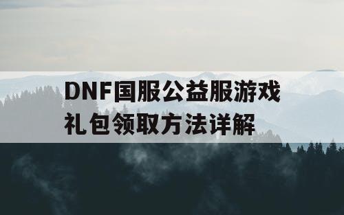 DNF国服公益服游戏礼包领取方法详解