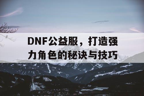 DNF公益服，打造强力角色的秘诀与技巧