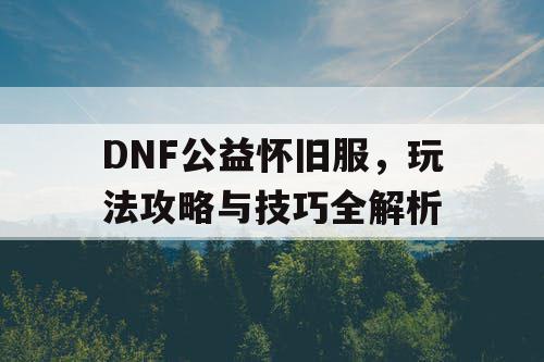 DNF公益怀旧服，玩法攻略与技巧全解析