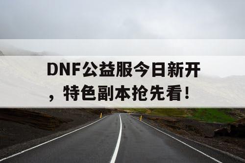 DNF公益服今日新开	，特色副本抢先看！