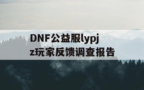 DNF公益服lypjz玩家反馈调查报告