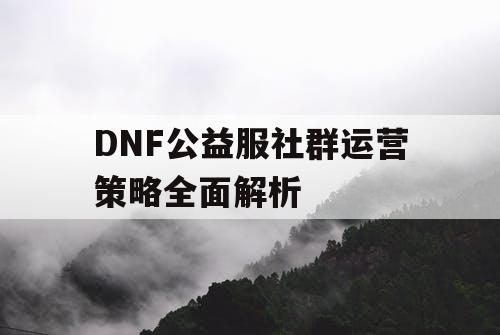 DNF公益服社群运营策略全面解析