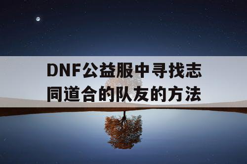 DNF公益服中寻找志同道合的队友的方法