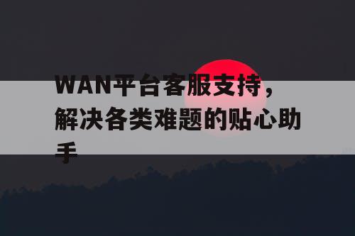 WAN平台客服支持	，解决各类难题的贴心助手