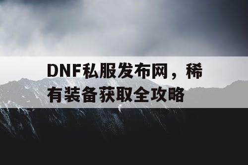 DNF私服发布网，稀有装备获取全攻略