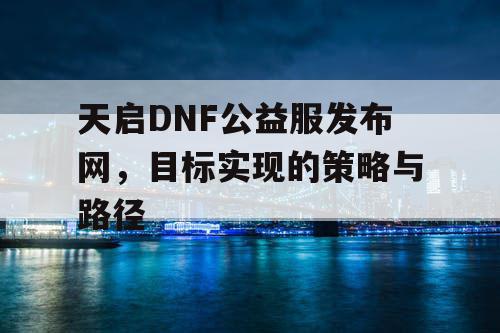 天启DNF公益服发布网	，目标实现的策略与路径