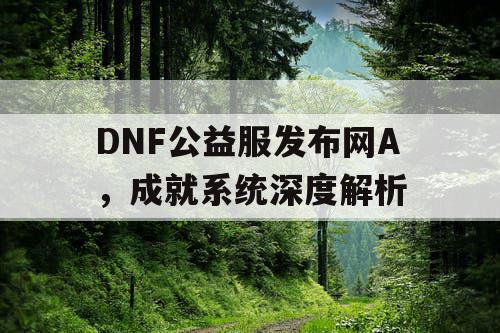 DNF公益服发布网A	，成就系统深度解析