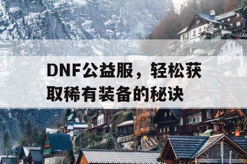 DNF公益服	，轻松获取稀有装备的秘诀