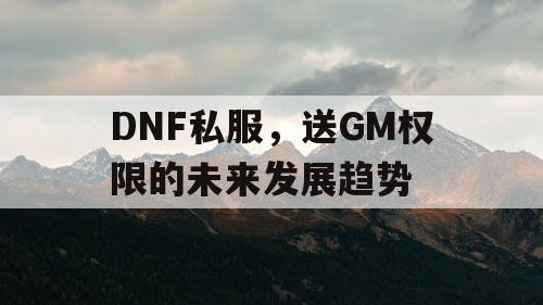 DNF私服	，送GM权限的未来发展趋势