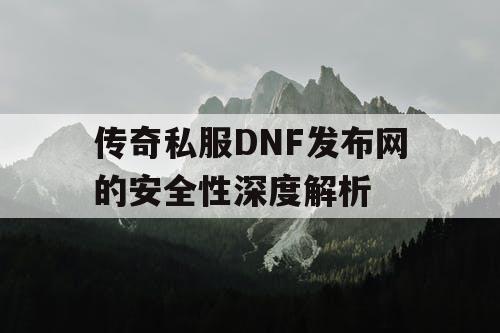 传奇私服DNF发布网的安全性深度解析