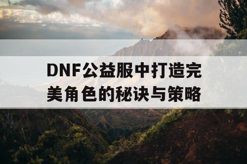 DNF公益服中打造完美角色的秘诀与策略