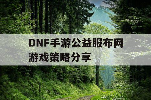 DNF手游公益服布网游戏策略分享