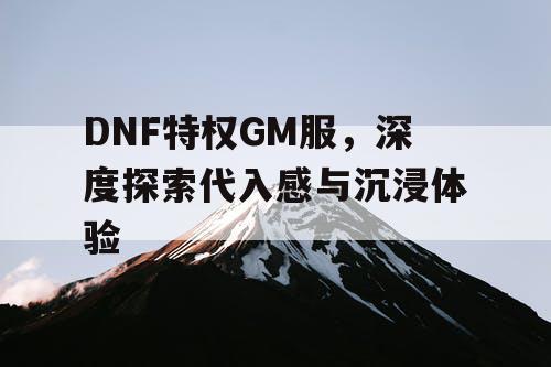 DNF特权GM服，深度探索代入感与沉浸体验