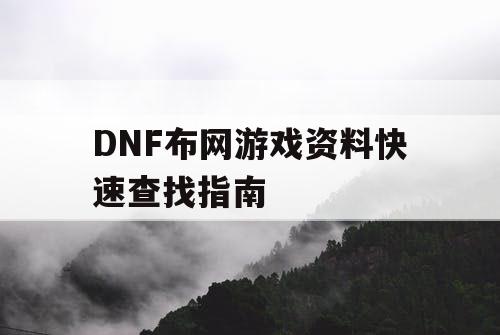 DNF布网游戏资料快速查找指南