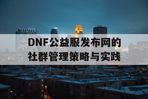 DNF公益服发布网的社群管理策略与实践