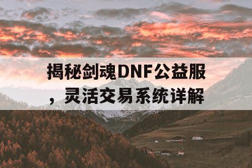 揭秘剑魂DNF公益服，灵活交易系统详解