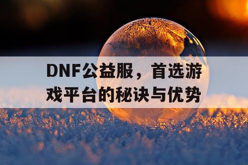 DNF公益服，首选游戏平台的秘诀与优势