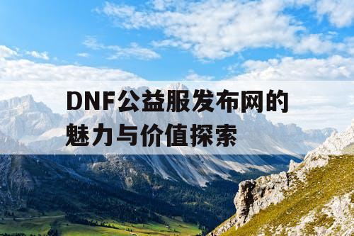 DNF公益服发布网的魅力与价值探索