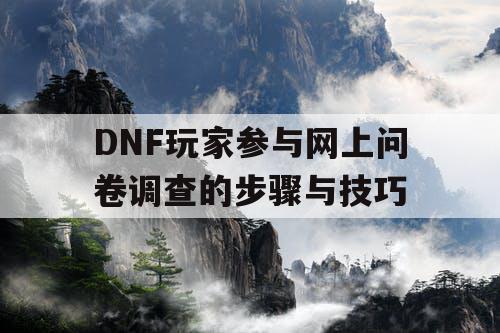 DNF玩家参与网上问卷调查的步骤与技巧