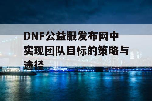 DNF公益服发布网中实现团队目标的策略与途径