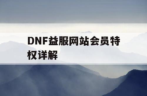 DNF益服网站会员特权详解