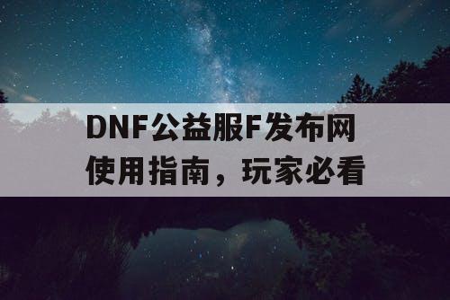 DNF公益服F发布网使用指南，玩家必看