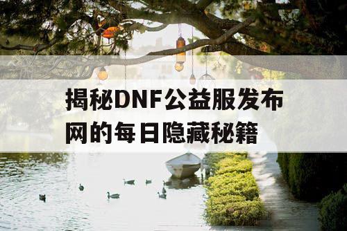 揭秘DNF公益服发布网的每日隐藏秘籍