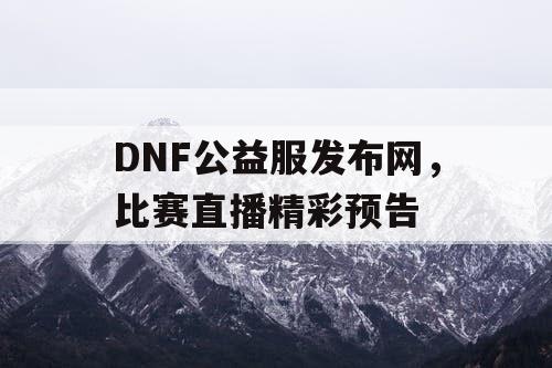 DNF公益服发布网，比赛直播精彩预告