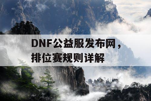 DNF公益服发布网	，排位赛规则详解