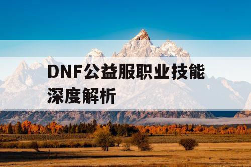 DNF公益服职业技能深度解析