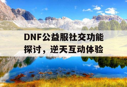 DNF公益服社交功能探讨	，逆天互动体验