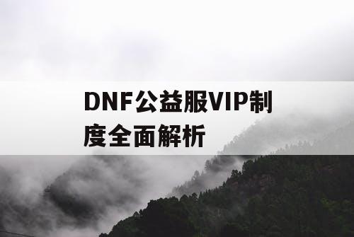 DNF公益服VIP制度全面解析