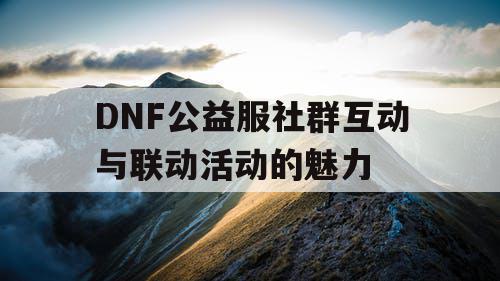 DNF公益服社群互动与联动活动的魅力