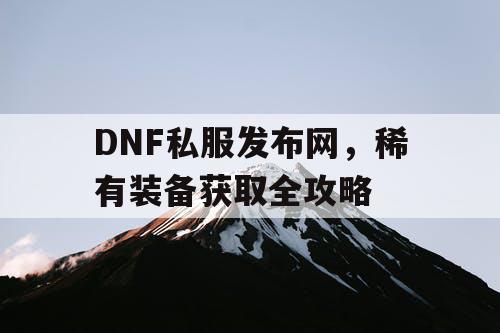 DNF私服发布网，稀有装备获取全攻略