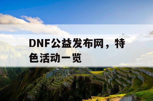 DNF公益发布网，特色活动一览