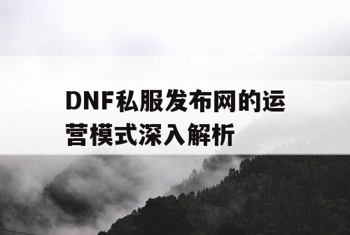 DNF私服发布网的运营模式深入解析