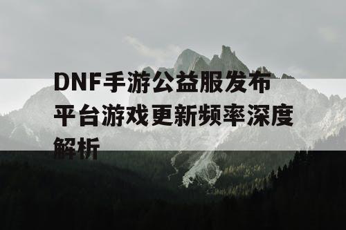 DNF手游公益服发布平台游戏更新频率深度解析