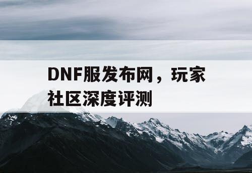 DNF服发布网，玩家社区深度评测