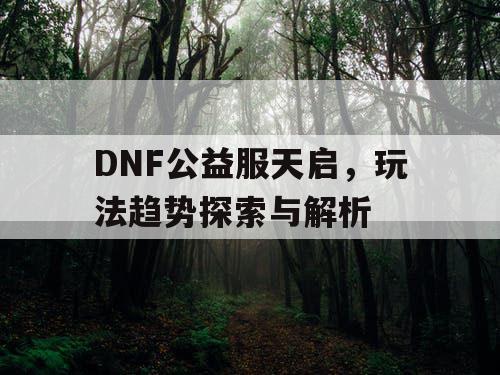 DNF公益服天启	，玩法趋势探索与解析