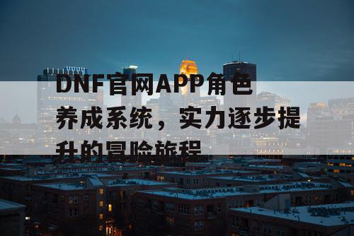 DNF官网APP角色养成系统，实力逐步提升的冒险旅程