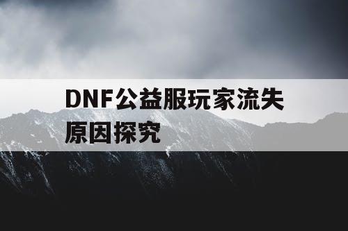 DNF公益服玩家流失原因探究