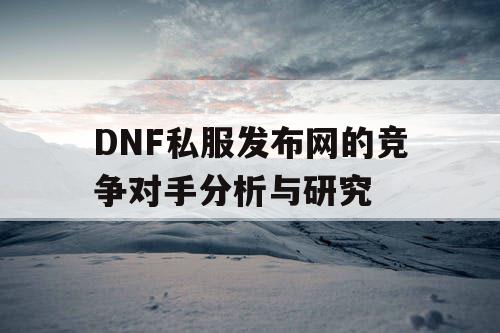 DNF私服发布网的竞争对手分析与研究